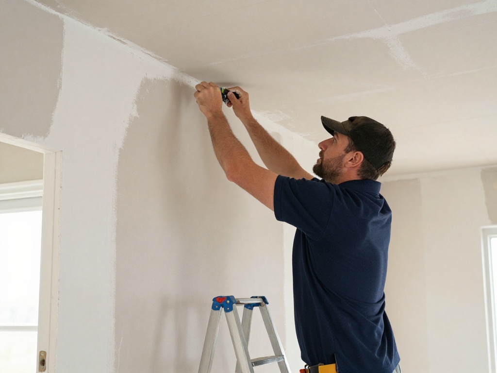Drywall and interior build-out in progress in a commercial suite